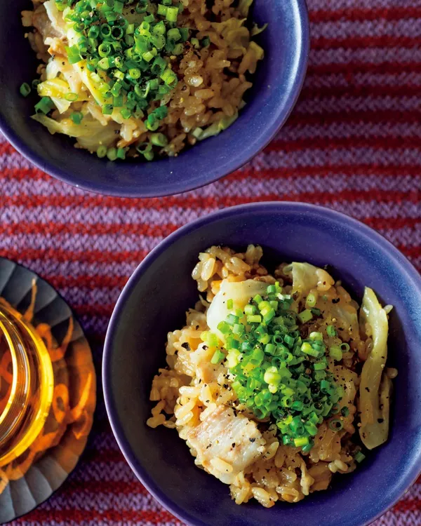 豚バラキャベツのポン酢炊き込みご飯